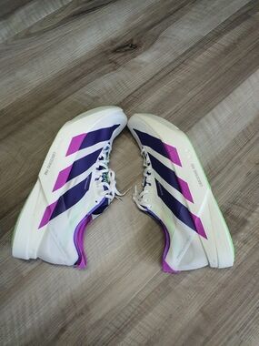 adidas Adizero Adios Pro 4 Core White Purple Lime JR1656 Men's Size 11.5 New